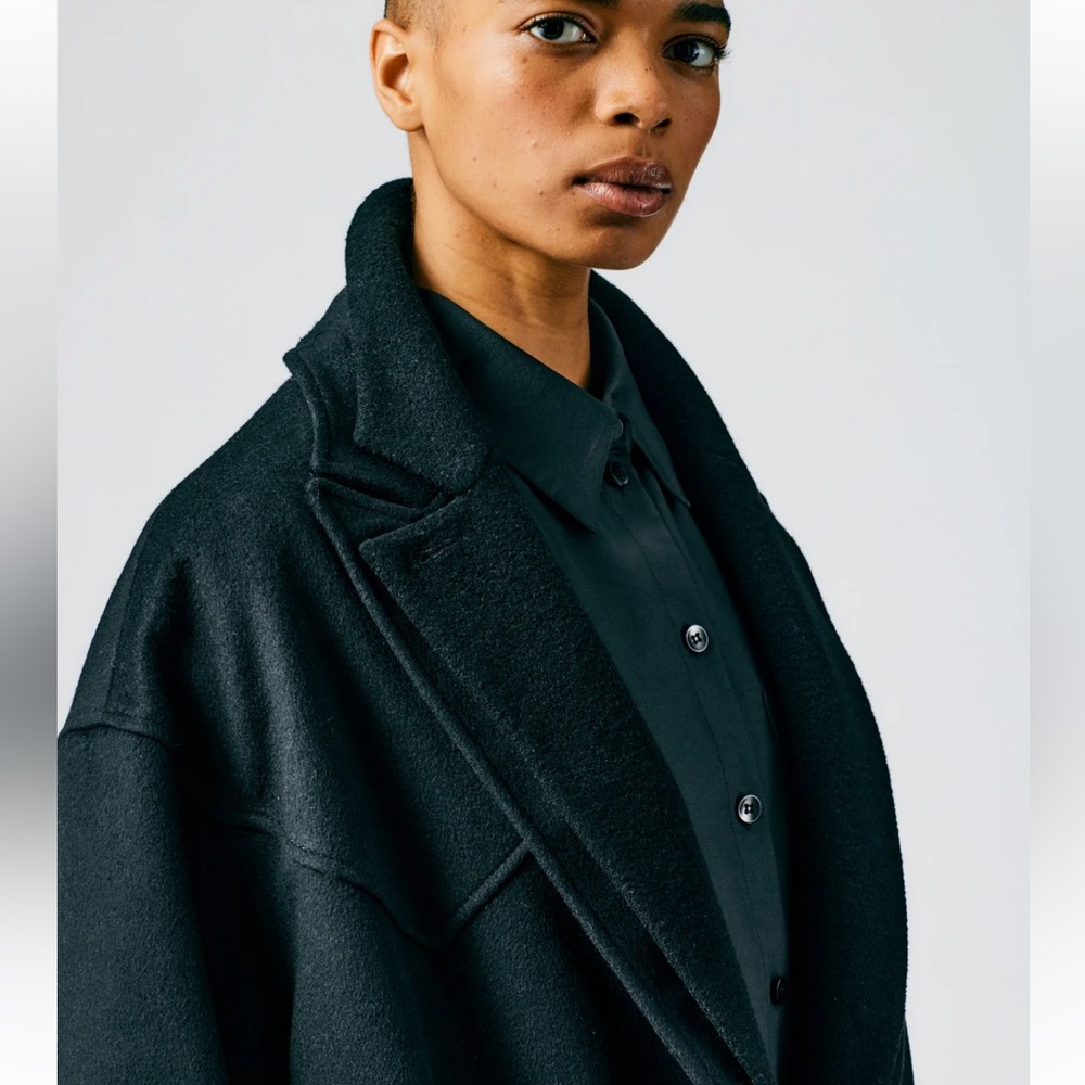 Tibi Recycled Wool Cashmere Double Collar Liam Jacket size small in black - Picture 4 of 16